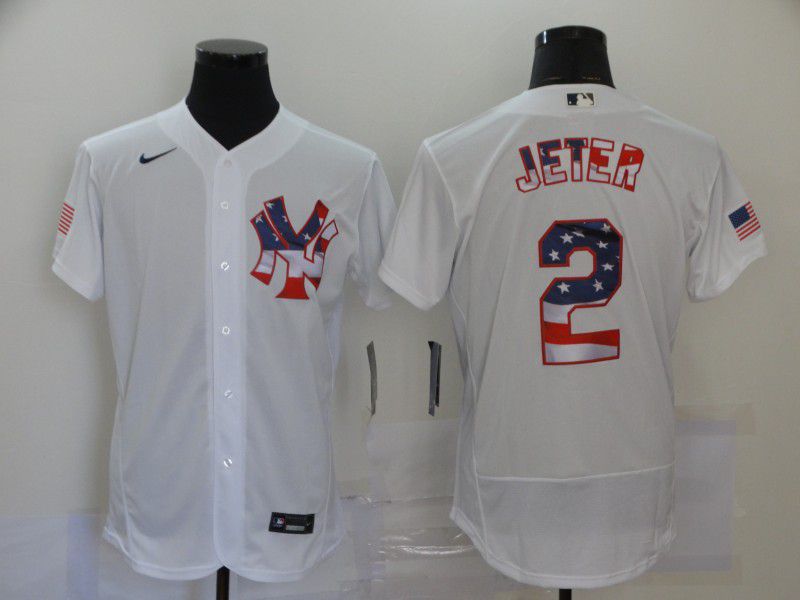 Men New York Yankees #2 Jeter White Elite 2020 Nike MLB Jerseys->new york yankees->MLB Jersey